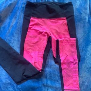 Navy Blue and pink under armor leggings